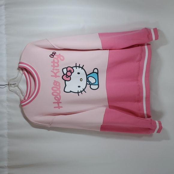 Hello Kitty Women's Colorblock Two-toned Graphic Sweatshirt ~ Pink - Picture 6 of 9
